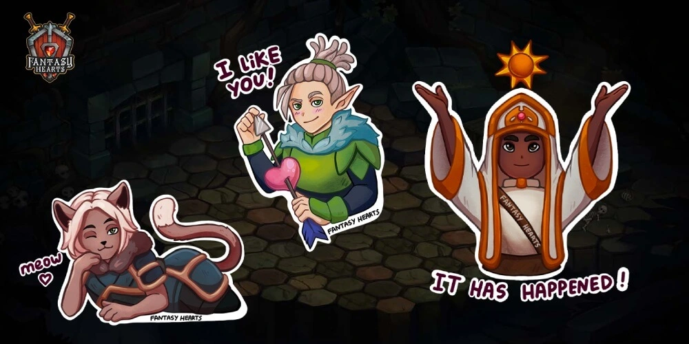 Выпустили стикерпак по мотивам игры Fantasy Hearts
